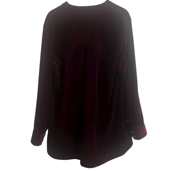 Soft Surroundings velvet blouse Red Burgundy holiday  Women's Top large festive - Picture 2 of 9